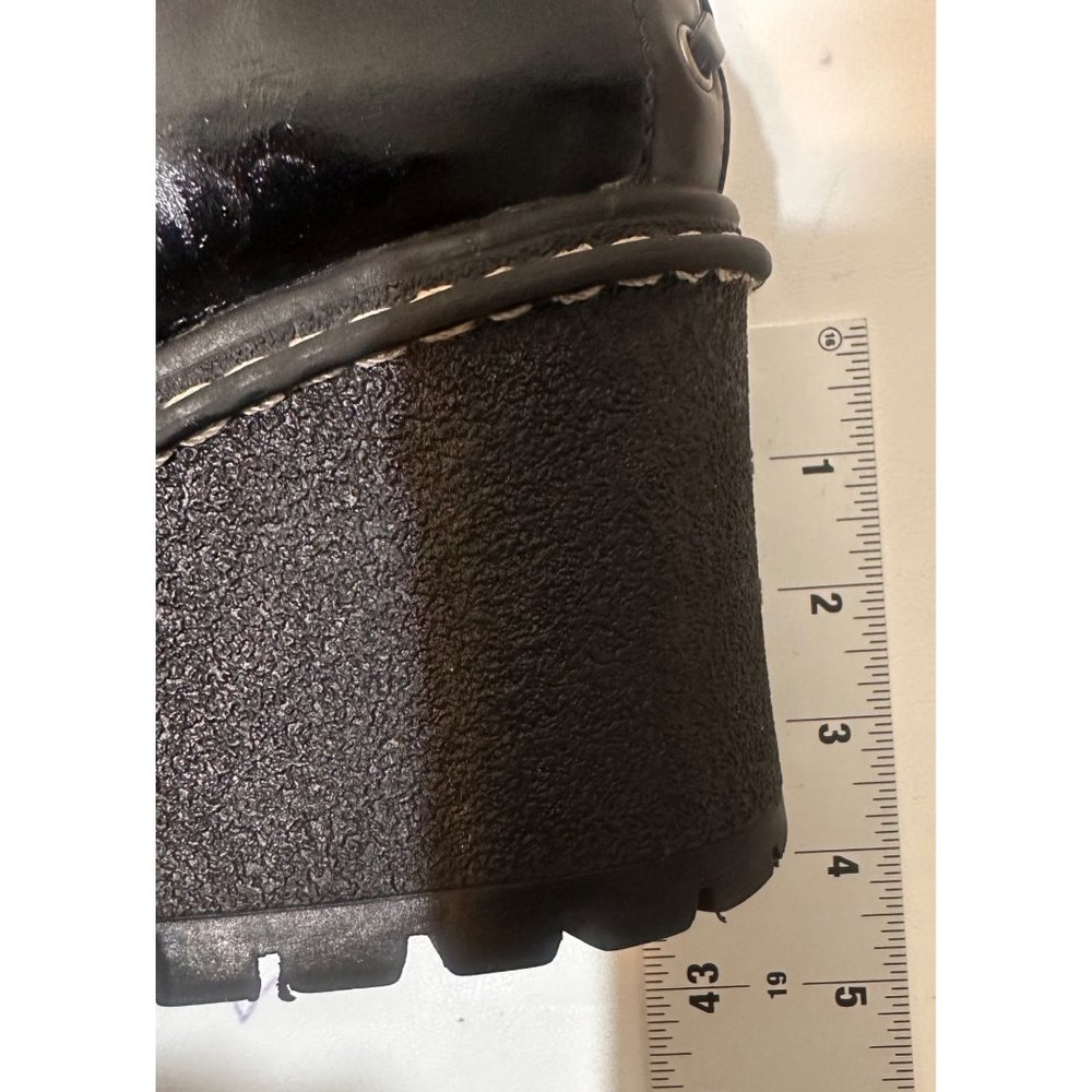 Lower East Side Chunky Platform Boots 9 Black Faux Leather Retro Ankle Boots - Picture 13 of 16